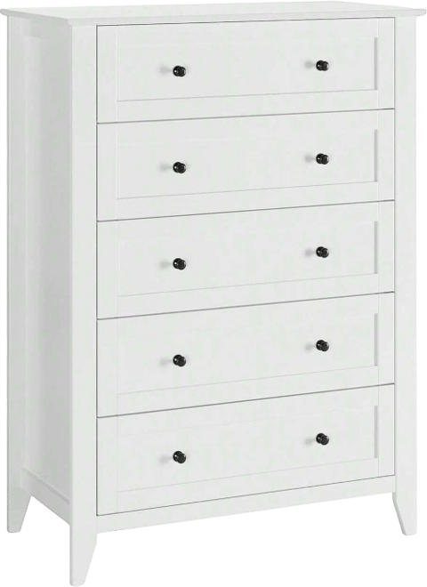 5 Chest Of Drawer Dresser, Modern Tall Nightstand With Deep Drawers And Nickel Round Handle, Wood Organizer Storage Cabinet For Bedroom, Living Room,