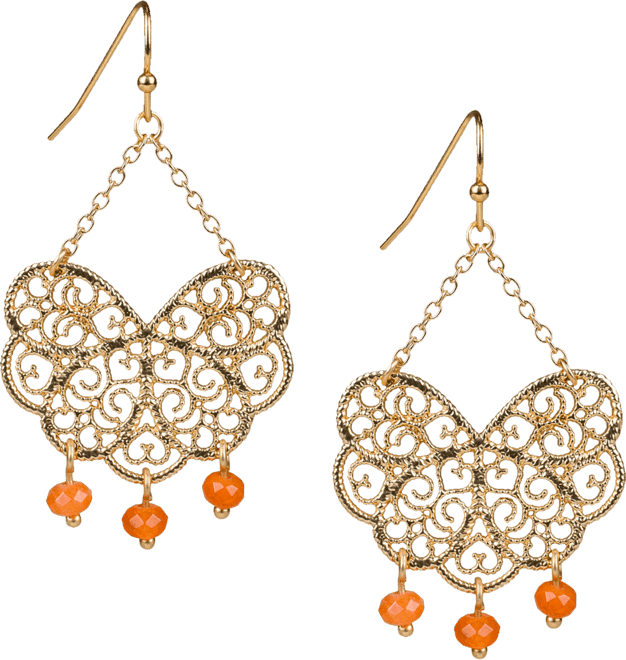 Gold-Tone Filigree Beaded Drop Earrings
