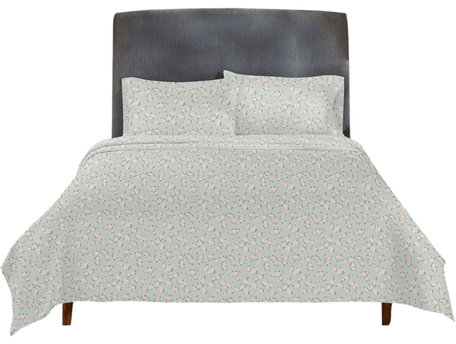 Sheet Set Rose King Size Bed Sheets, Soft 100% Cotton Sateen, 4 Pc Deep Pocket Sheets & Pillowcase Set