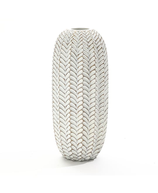 Modern Geometric Pattern Polyresin 17-Inch Tall Cylinder Vase