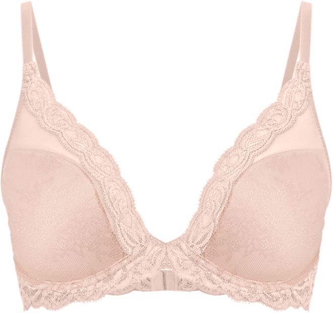 Women's Feathers Lace Contour Underwire Plunge Bra 730023