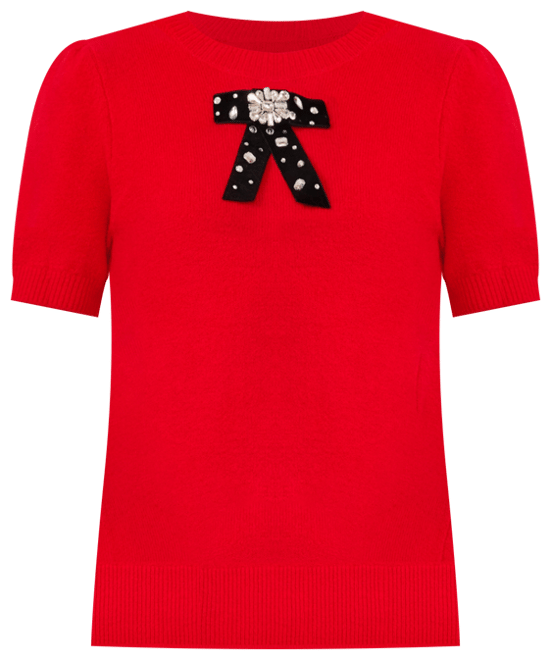 Women's Ribbon-Trim Short-Sleeve Sweater