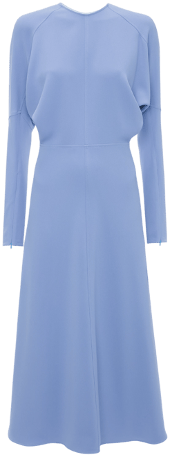 Long Sleeve Dolman Midi Dress In Bluebell