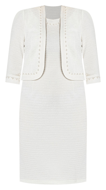 Maya Brooke Womens Pearl Trim Jacket Dress, Color: White - JCPenney