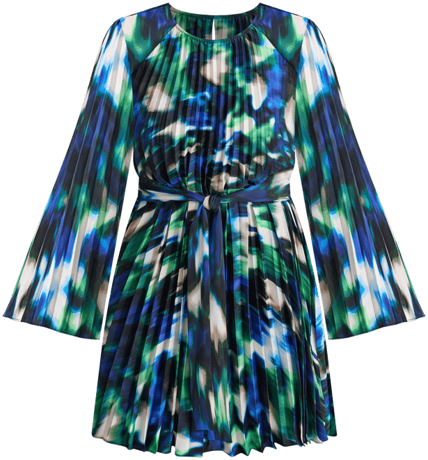 dkny pleated belted dress Dkny Belted Pleated Midi Dress - Navy