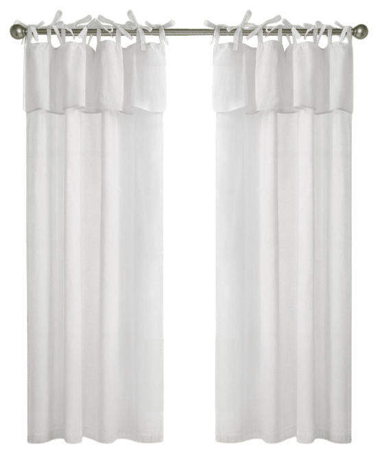 Recycled Cotton Blend Ruffle Tie Top Curtains Pair, Bleached Mauve, 52"×84"