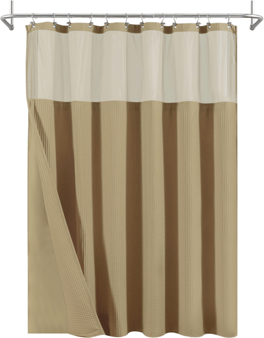 Cotton Blend Soft Waffle Weave Shower Curtain with Snap in Liner, 72"X84"