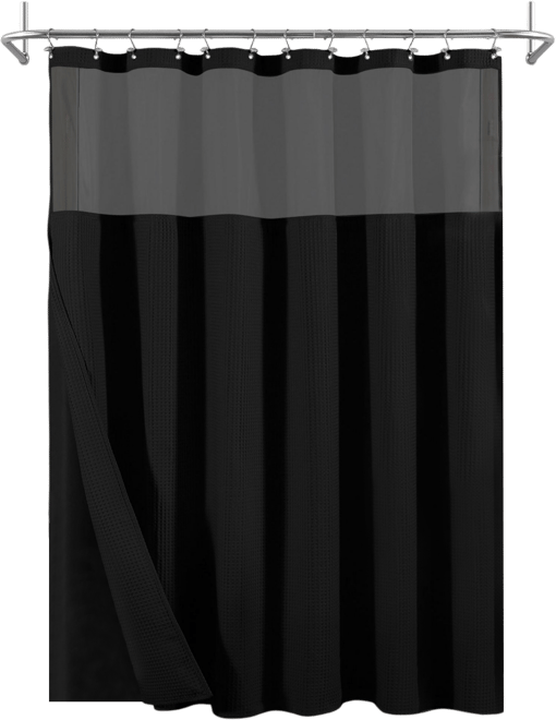 Cotton Blend Soft Waffle Weave Shower Curtain with Snap in Liner, 72"X84"