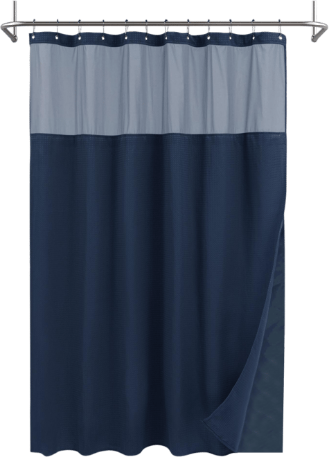 Textured Waffle Weave with Snap In Liner and 12 Hooks, 71"X72"