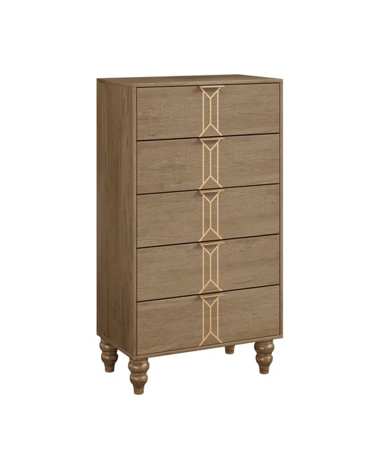 Garvee 5 Drawer Dresser With Deep Drawers For Bedroom, Modern Wooden Chest Dresser With Deep Drawers With Vintage Pattern Design