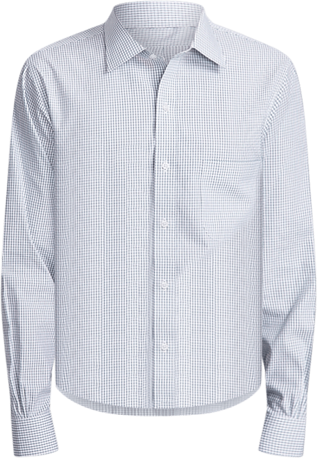 Men's Regular Fit Non-Iron Spread Collar Check Pinpoint Dress Shirt