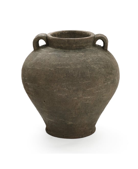 Rustic Brown Terracotta 14.6-Inch Tall Vase