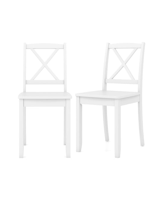 Wood Dining Chair Set of 2 with Rubber Wood Legs and Curved Backrest