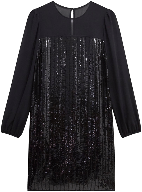 sachin and babi light blue dress Tadashi Shoji Long Sleeve Chiffon Sequin A Line Gown