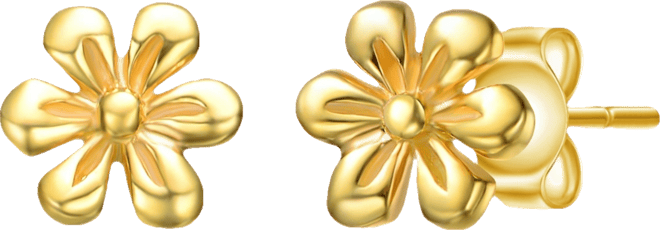 Sterling Silver 14K Gold Plated Daisy Flower Stud Earrings