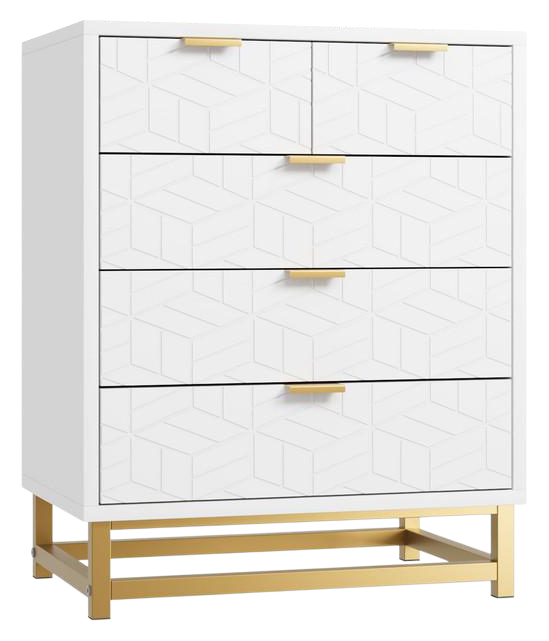 Dresser for Bedroom, 5 Drawer Dresser with Metal Legs, Modern Dresser Chest Organizer with Wide Storage, Chest of Drawers for Bedroom, Living Room, En