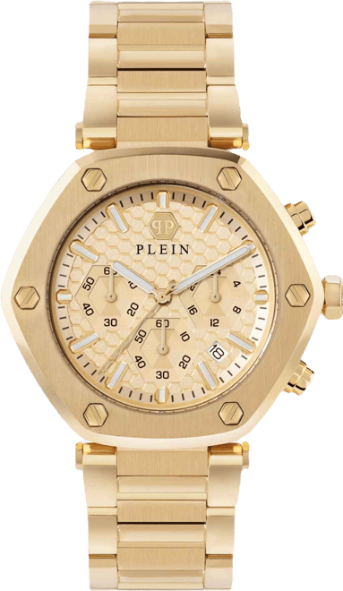 Men's The Hexagon Chronograph Gold-Tone Stainless Steel Bracelet Watch 42mm