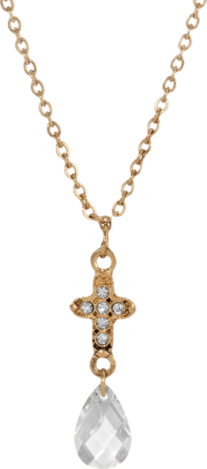 Cross Briolette Drop Necklace