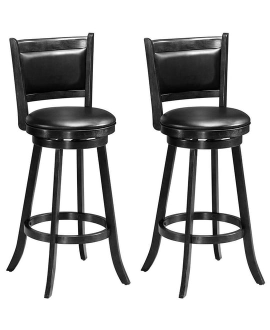 Set of 2 29 Inch Swivel Bar Height Stool Wood Dining Chair Barstool