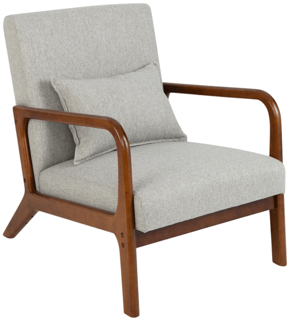 Modern Accent Chair with Rubber Wood Frame and Lumbar Pillow