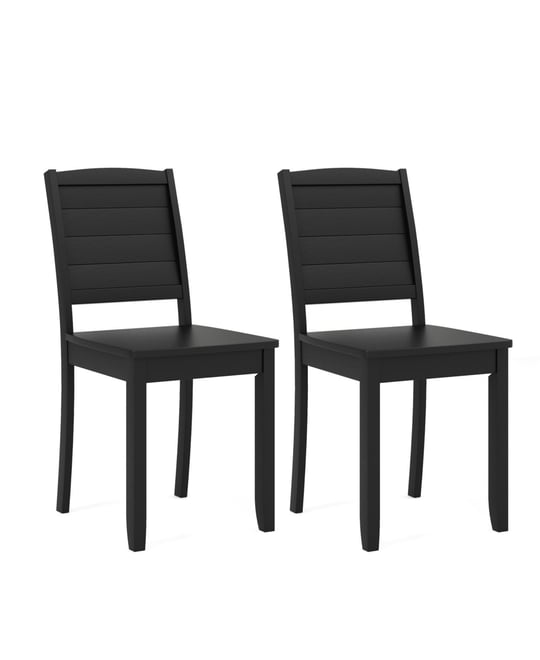 Wood Dining Chair Set of 2 Armless Kitchen Chairs with Rubber Wood Legs