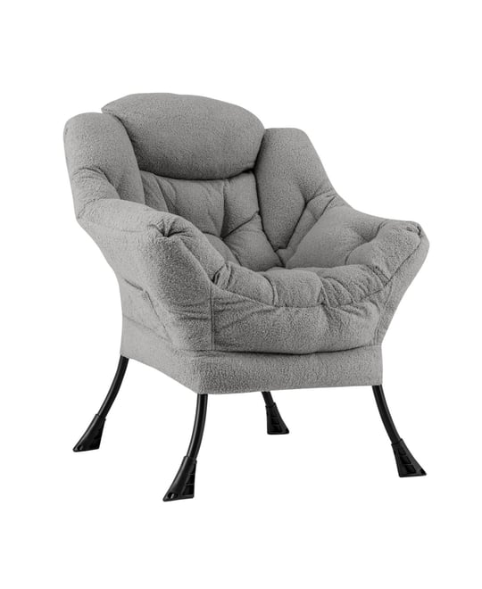 Sherpa Upholstered Accent Chair with Cozy Head Pillow