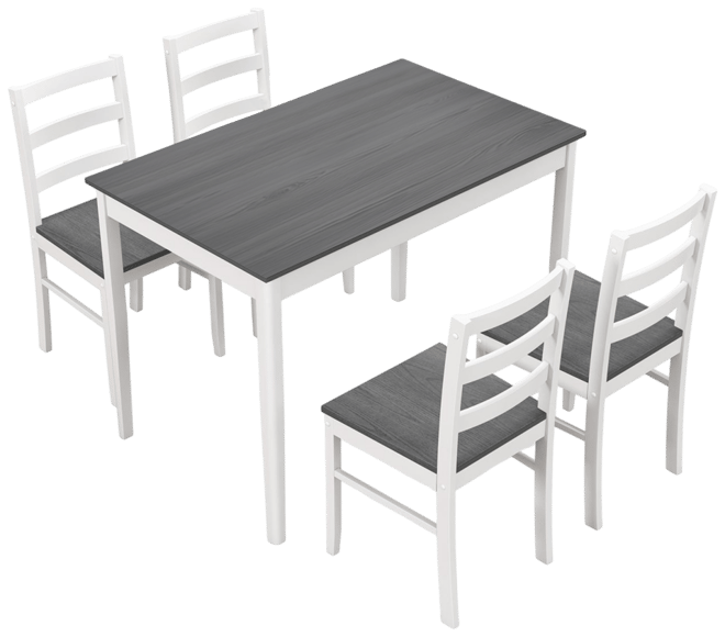 5-Piece Wooden Dining Set with Rectangular Table and 4 Chairs