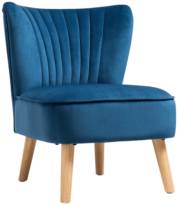 Modern Armless Velvet Accent Chair with Wood Legs