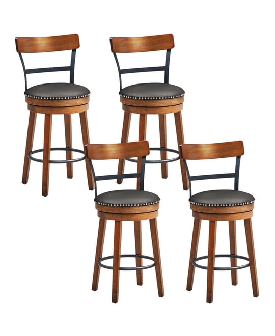 Set of 4 BarStool 25.5'' Swivel Counter Height Dining Chair with Rubber Wood Legs