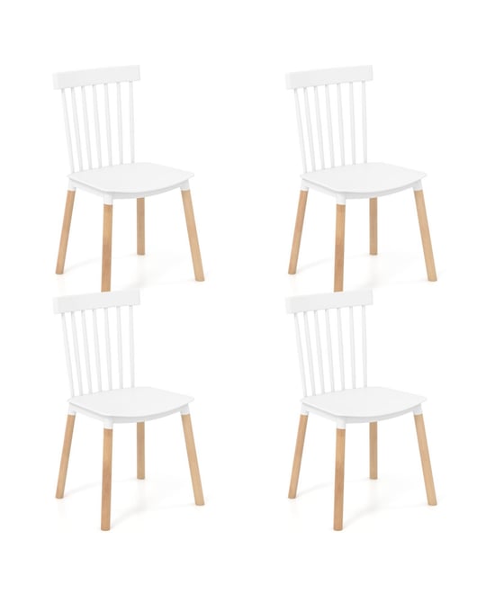 Set of 4 Windsor Dining Chairs with Spindle Backs and Curved Seats