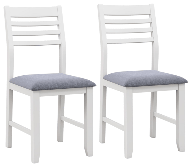 Wooden Dining Chair Set of 2 with Rubber Wood Frame and Padded Cushion