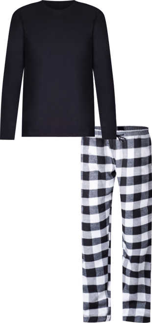 Men's Crew Neck Flannel Pajama Set