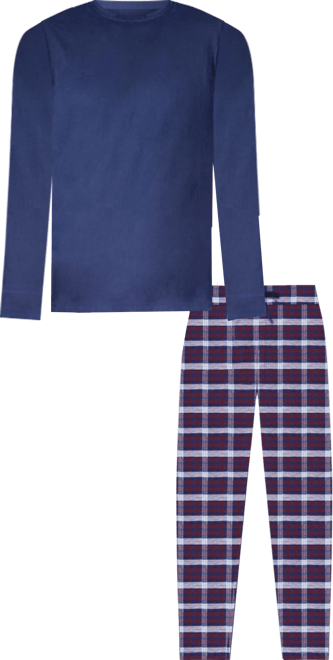 Men's Crew Neck Flannel Pajama Set