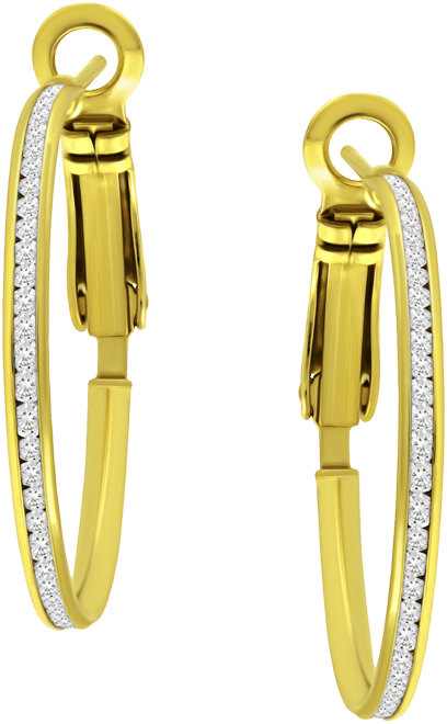 Cubic Zirconia (2 ct. t.w.) Small Hoop Earrings in Sterling Silver or 18k Gold Over Sterling Silver, 0.98", Exclusively at Macy's