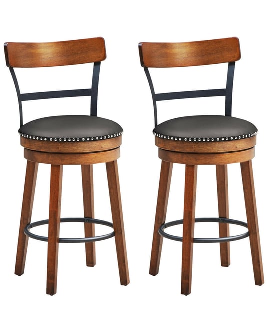 Set of 2 BarStool 25.5'' Swivel Counter Height Dining Chair with Rubber Wood Legs