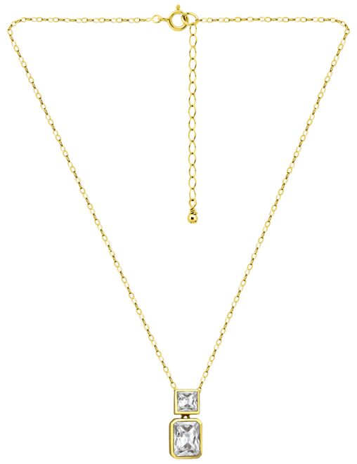 Cubic Zirconia Octagon & Square Pendant Necklace in 18k Gold-Plated Sterling Silver, 16" + 2" extender, Created for Macy's