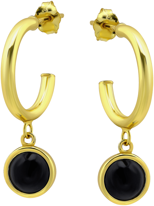 Onyx Bezel Dangle Hoop Earrings in 18k Gold-Plated Sterling Silver, Created for Macy's