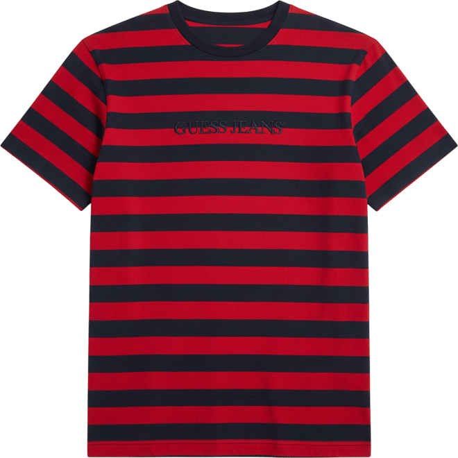 Men's Regular-Fit Stripe Embroidered Logo Graphic T-Shirt