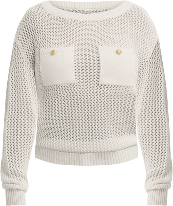 Women's Open Knit Pocket Detail Sweater