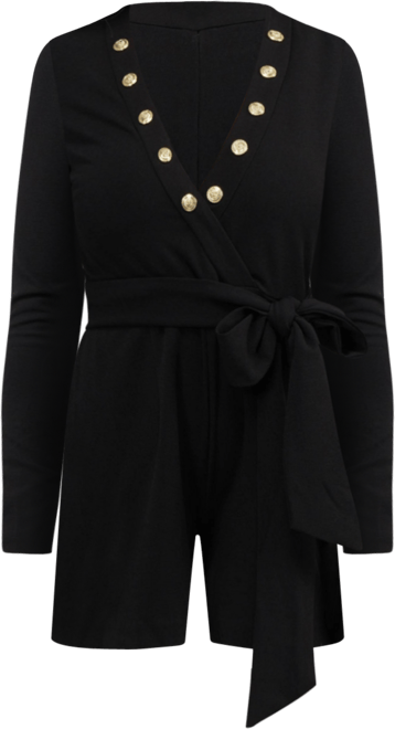 Women's Snap Detail Belted Romper