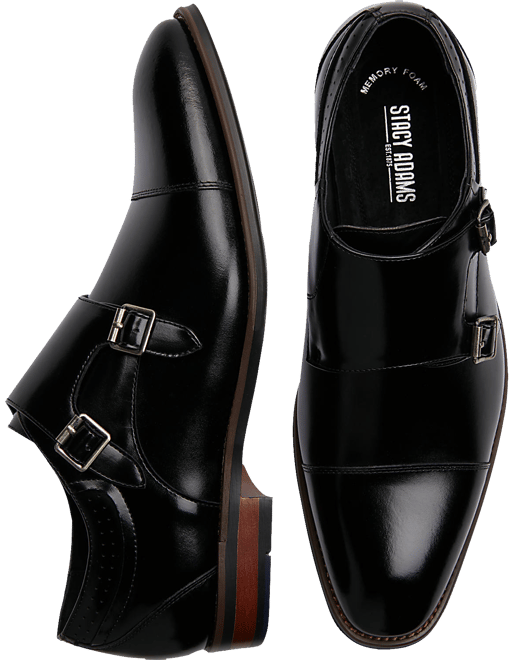 Stacy Adams Bayne Double Monk Strap Dress Shoes, Black - Men's Shoes | Men's  Wearhouse