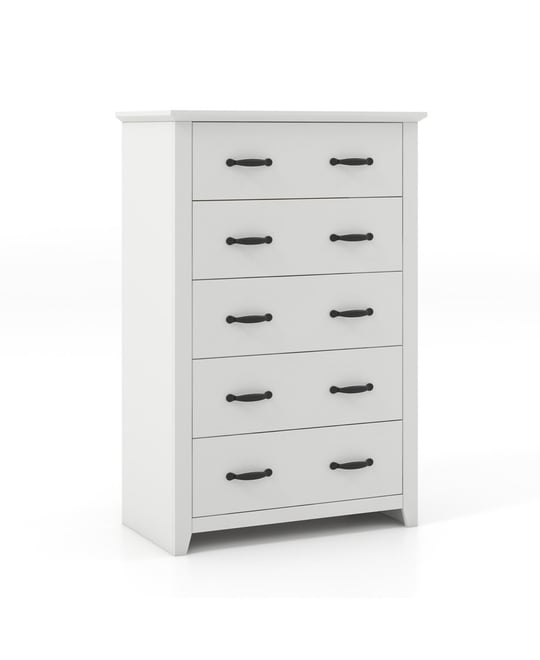 Tall Storage Dresser with 5 Pull-out Drawers for Bedroom Living Room-Walnut