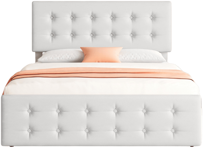 Queen Bed Frame with Headboard and 4 Storage Drawers, Platform Bed Frame Square Stitched Button Tufted