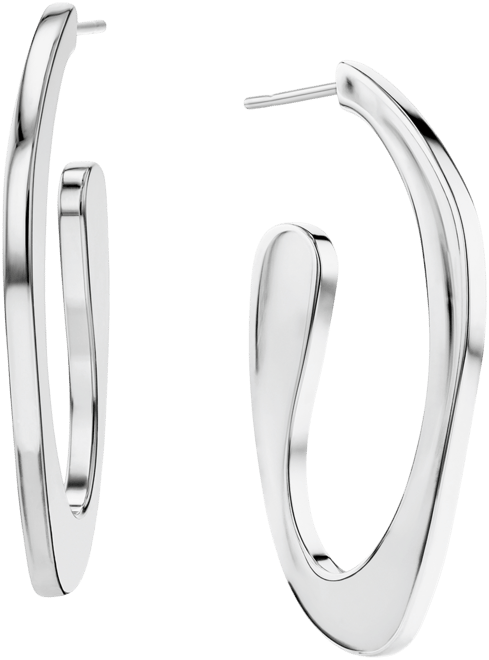 Medium Pave Sculpted Elongated Hoop Earrings
