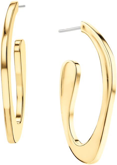 Medium Pave Sculpted Elongated Hoop Earrings