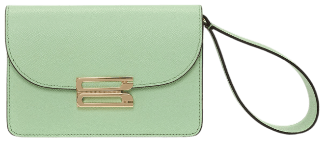 Nano Dorian Wristlet In Jade Grained Leather