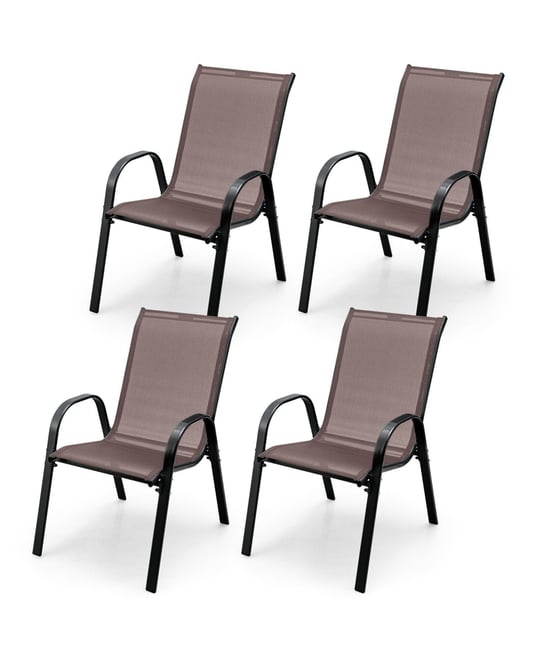 4 Pieces Stackable Patio Dining Chairs Set with Armrest