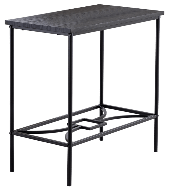 Launt Side Accent Table, Black Metal & Wood