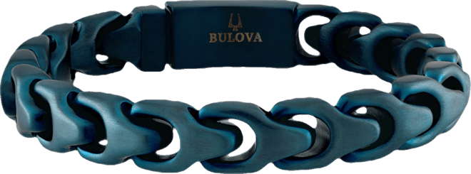 Blue-Tone Stainless Steel Link Bracelet