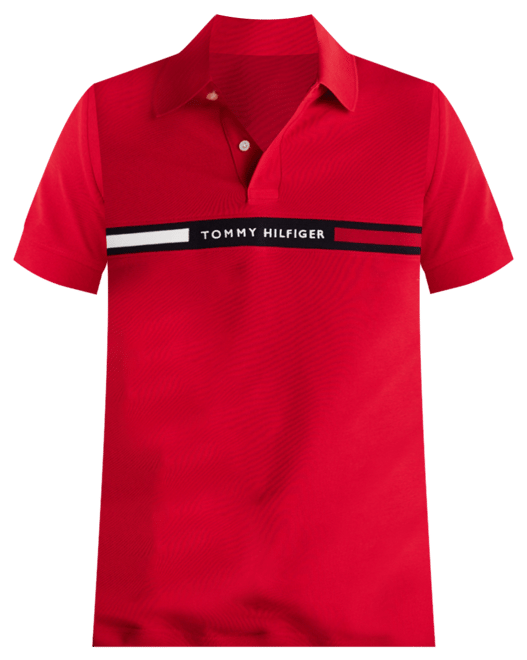 Men's Short Sleeve Embroidered Chest Stripe Polo Shirt